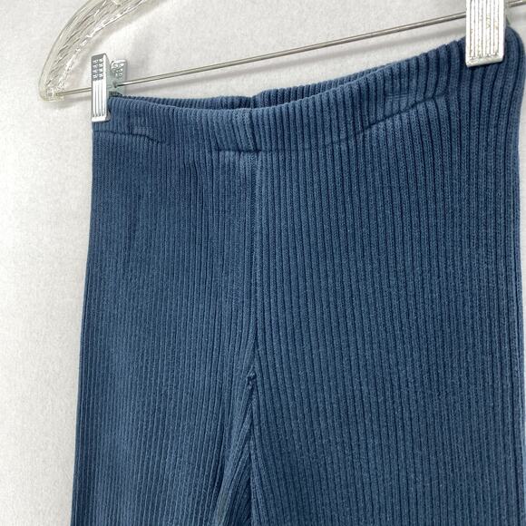 EILEEN FISHER Leggings XS Cotton Sweater Knit Ribbed Pull On Blue VTG USA - Picture 2 of 15